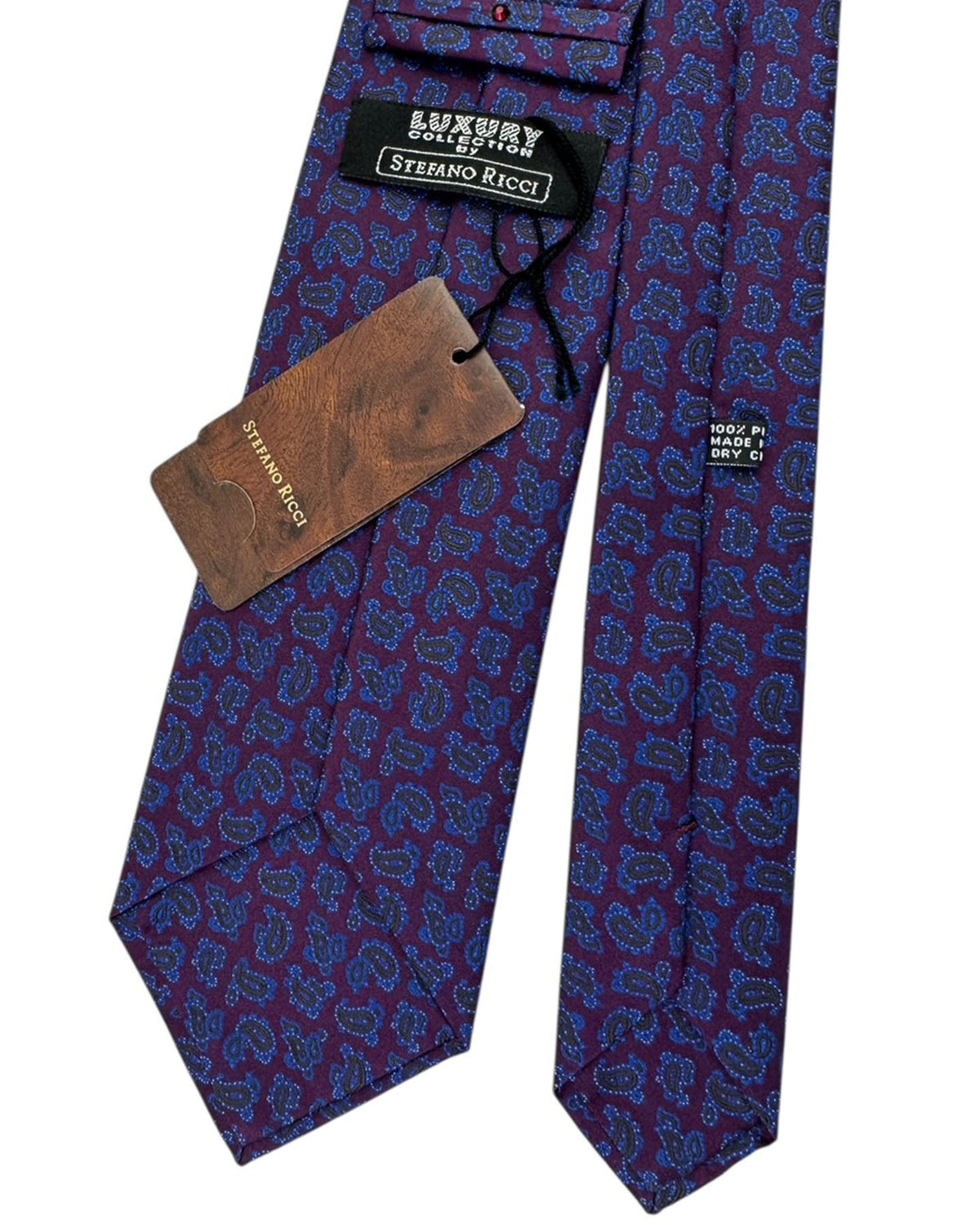Stefano Ricci Silk Tie Purple and Blue Paisley Scatter
