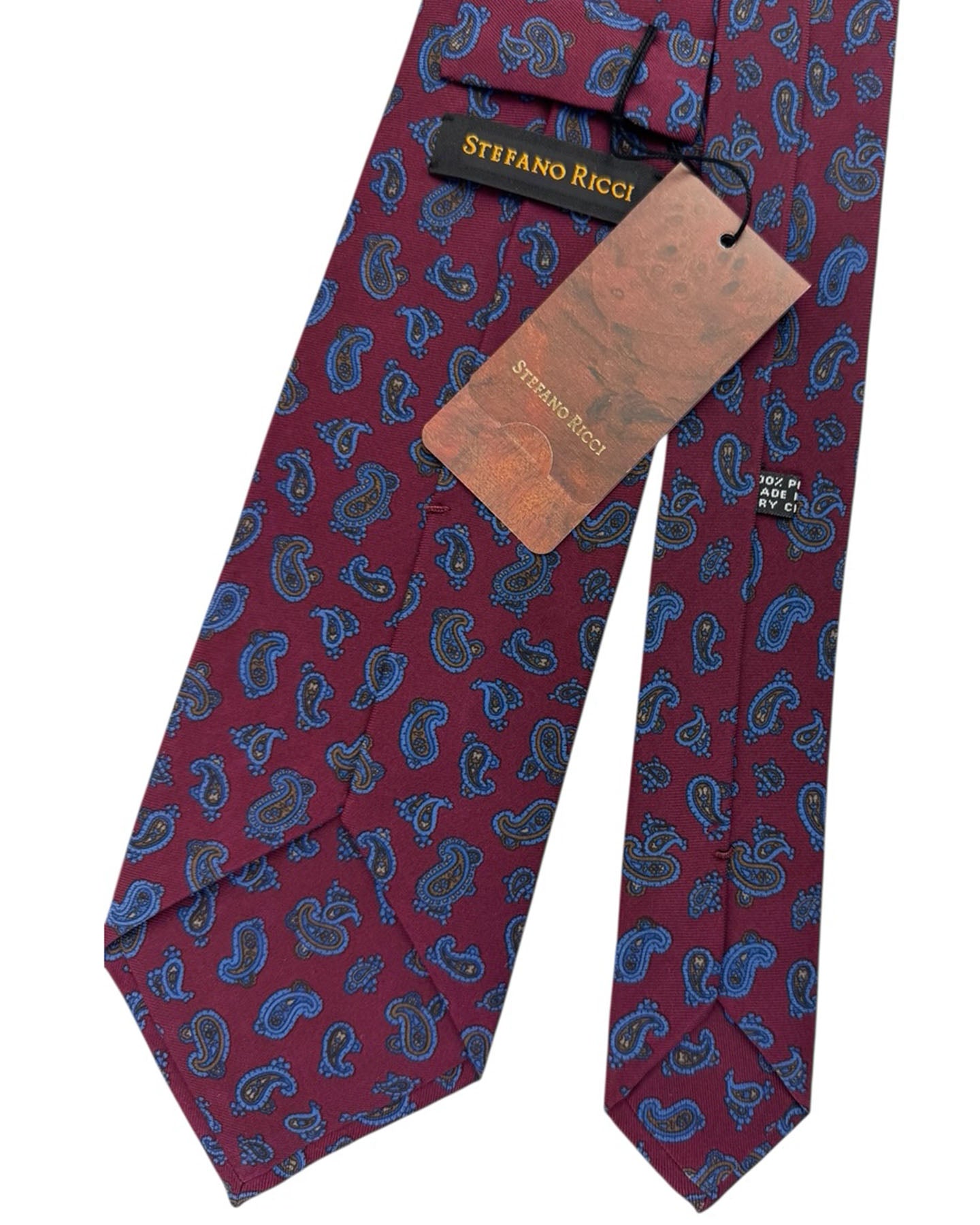 Stefano Ricci Silk Tie Maroon Blue Paisley
