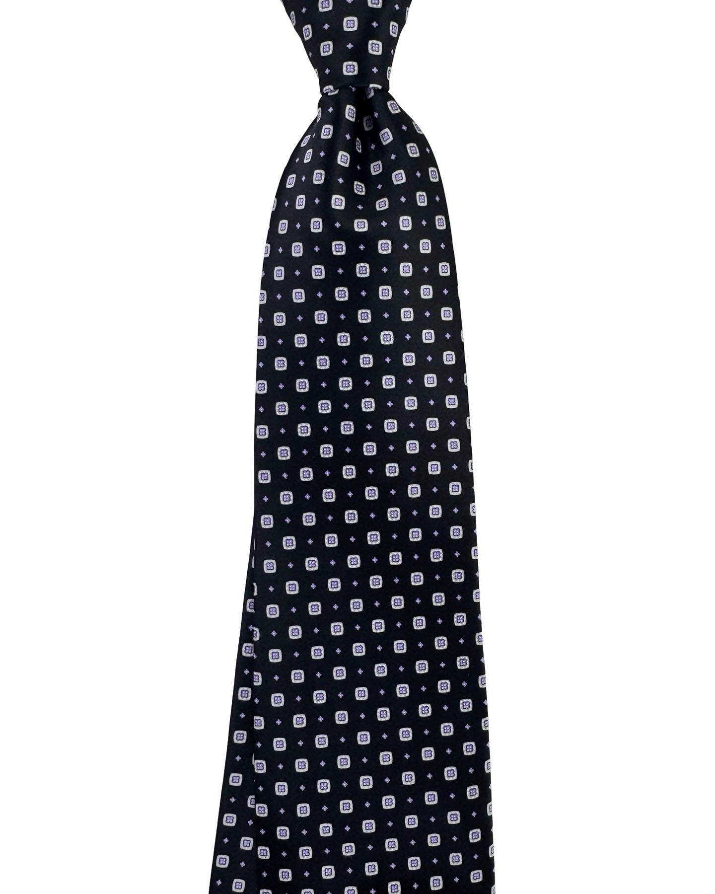 Stefano Ricci Silk Tie Black Lavender Geometric