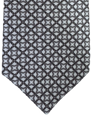 Stefano Ricci Silk Tie Light Grey Geometric Lattice