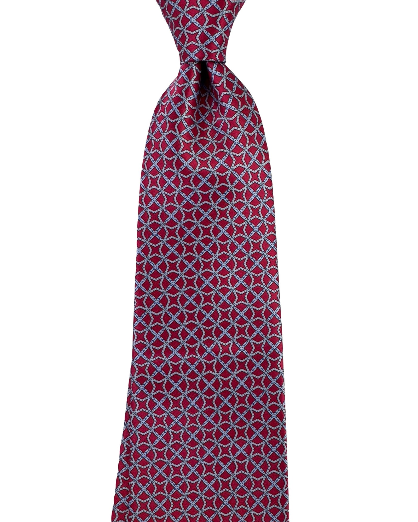 Stefano Ricci Tie Red Gray Lattice Geometric Pattern