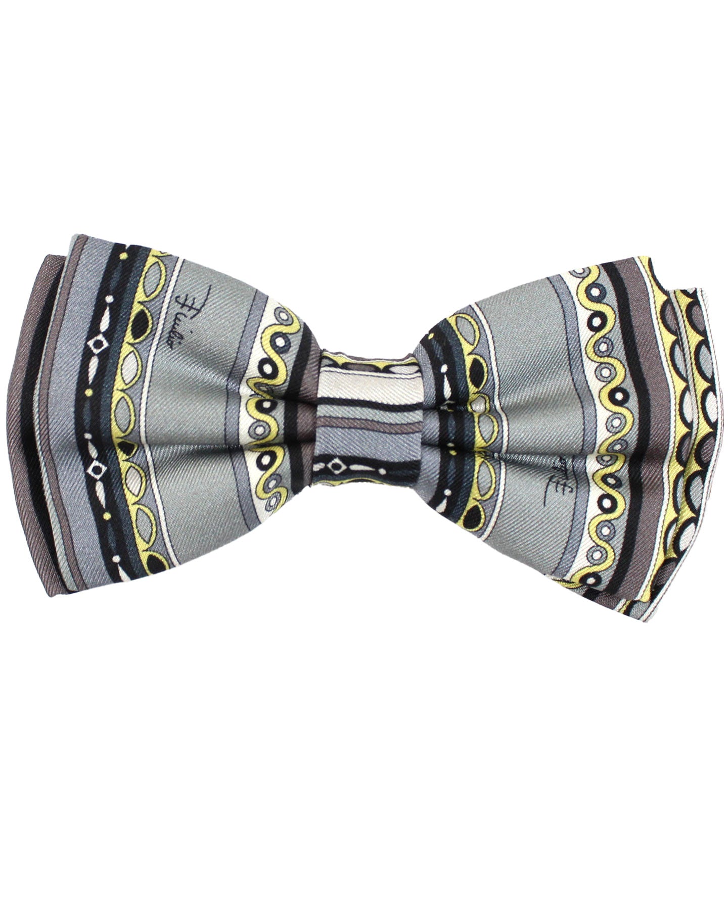 Emilio Pucci Silk Bow Tie Gray Geometric Design - Made In Italy