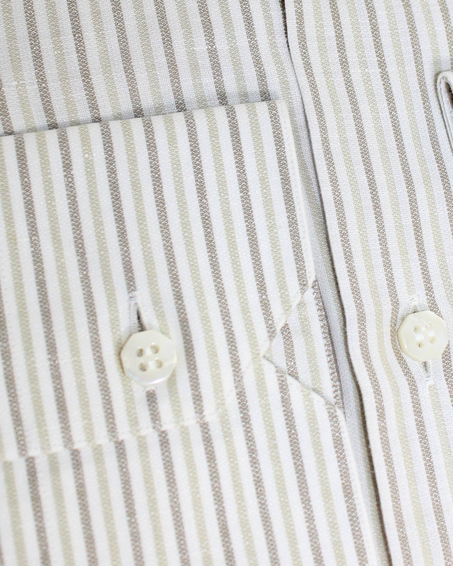 Stefano Ricci Shirt White Taupe Stripes 