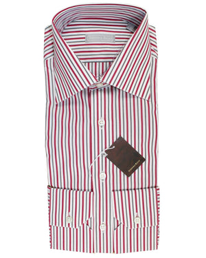 Stefano Ricci Dress Shirt White Burgundy 