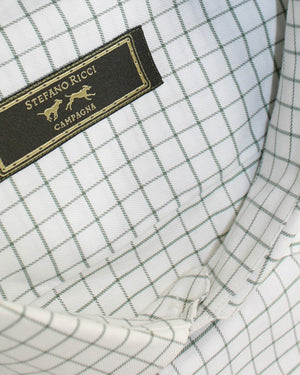 Stefano Ricci Shirt White Green Graph Check