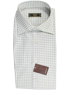 Stefano Ricci Shirt White Green Graph Check