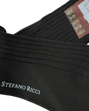 Stefano Ricci Socks Dark Brown Ribbed 