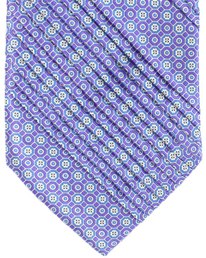 Stefano Ricci Tie Purple Blue Geometric - Pleated Silk