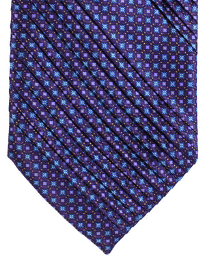 Stefano Ricci Tie Purple Geometric - Pleated Silk