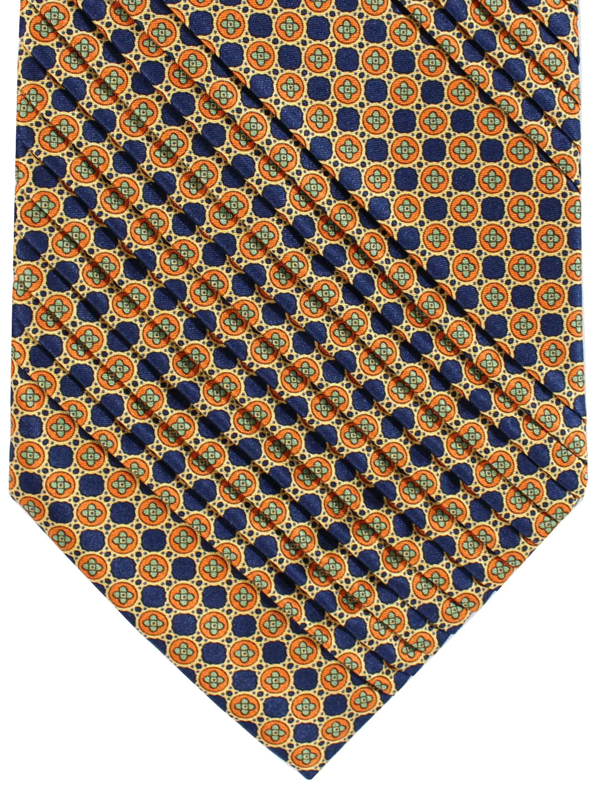 Stefano Ricci Pleated Silk Tie Brown Lapis Geometric