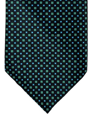 Stefano Ricci Silk Tie Black Blue Green Micro Pattern