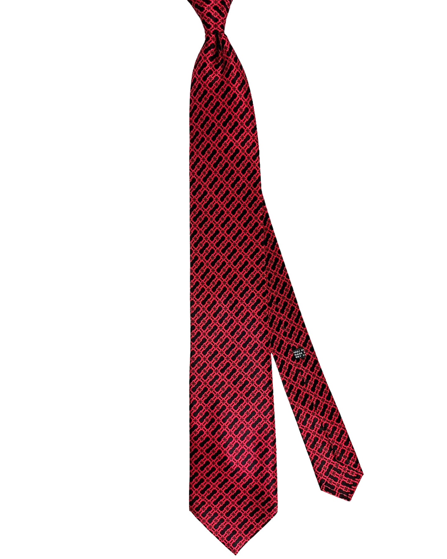 Stefano Ricci Silk Tie Black Red Geometric Design