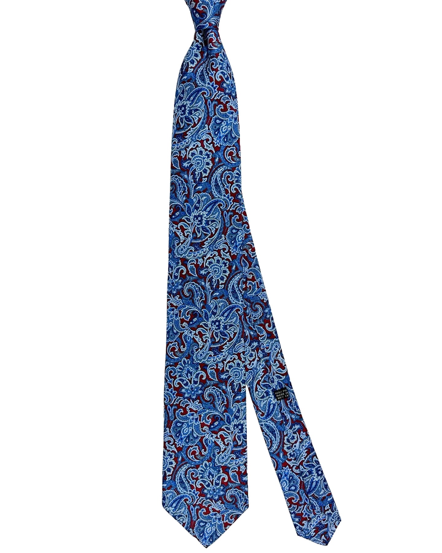 Stefano Ricci Silk Tie Bordeaux Blue Paisley Design