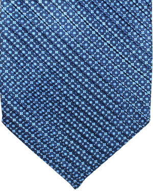 Stefano Ricci Tie Blue Dark Blue Geometric - Pleated Silk