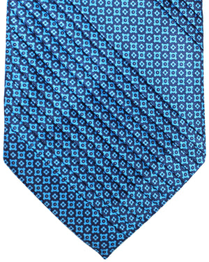Stefano Ricci Tie Teal Geometric - Pleated Silk