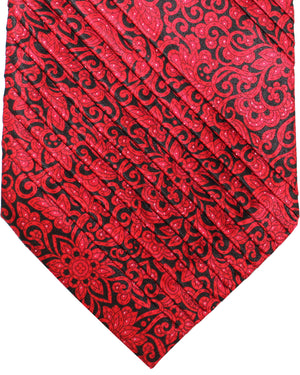 Stefano Ricci Tie Dark Red Black Ornamental - Pleated Silk