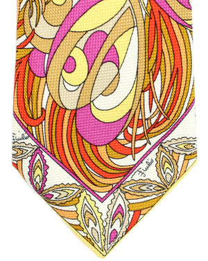 Emilio Pucci Silk Tie Signature Gray Magenta Red Design