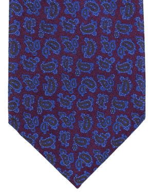 Stefano Ricci Silk Tie Purple Olive Blue Paisley