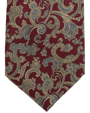 Stefano Ricci Silk Tie Maroon Gray Blue Paisley