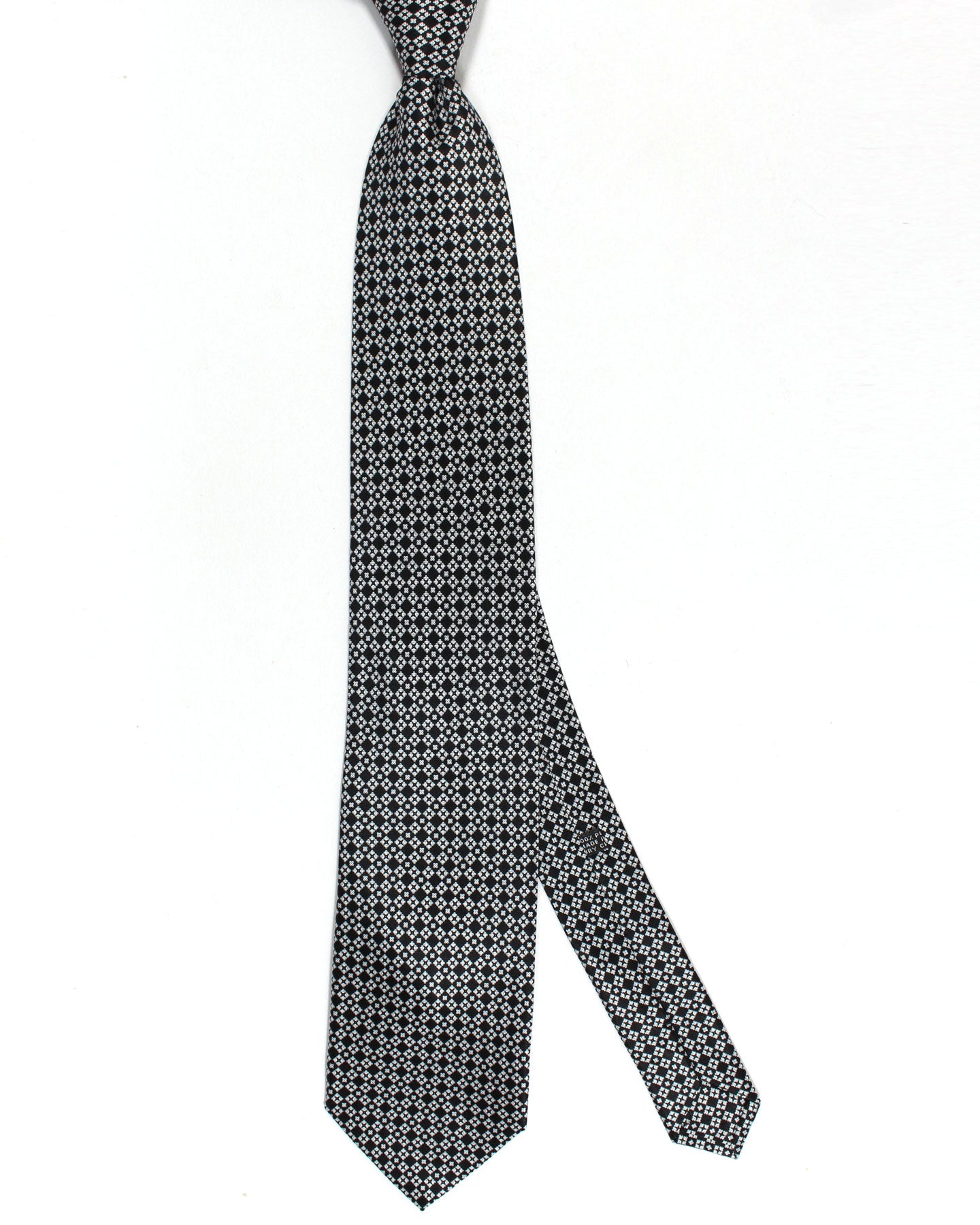 Stefano Ricci Silk Tie Black Silver Geometric