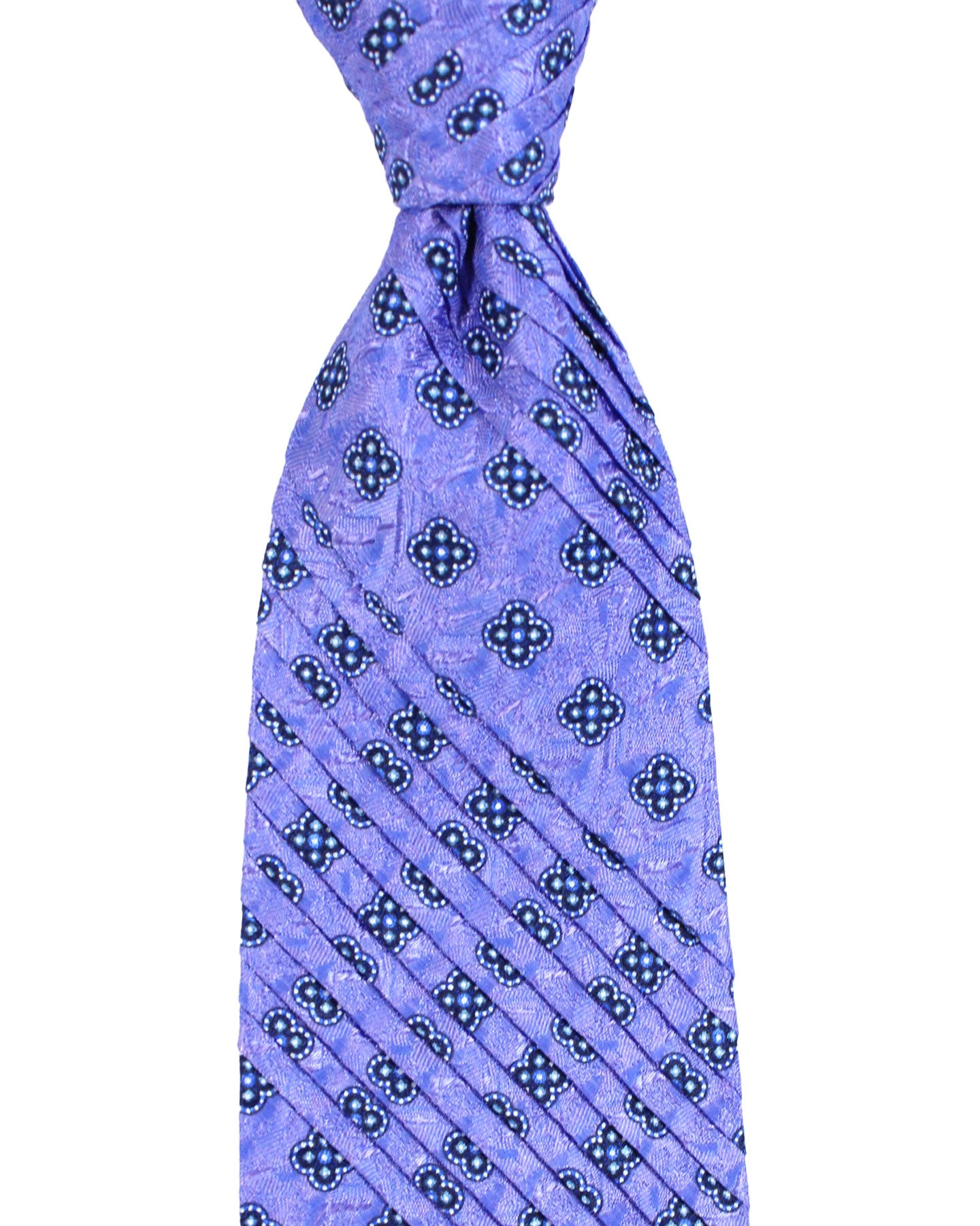 Stefano Ricci Tie Purple Geometric - Pleated Silk