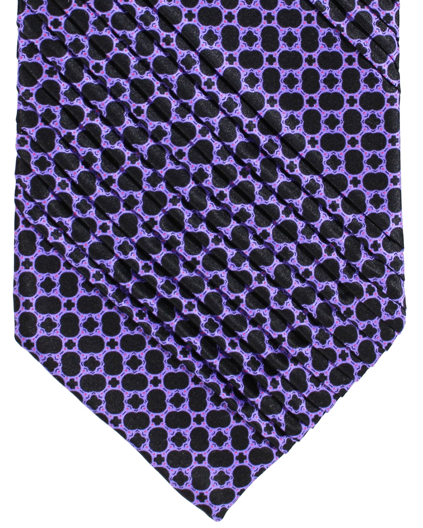 Stefano Ricci Tie Purple Geometric - Pleated Silk