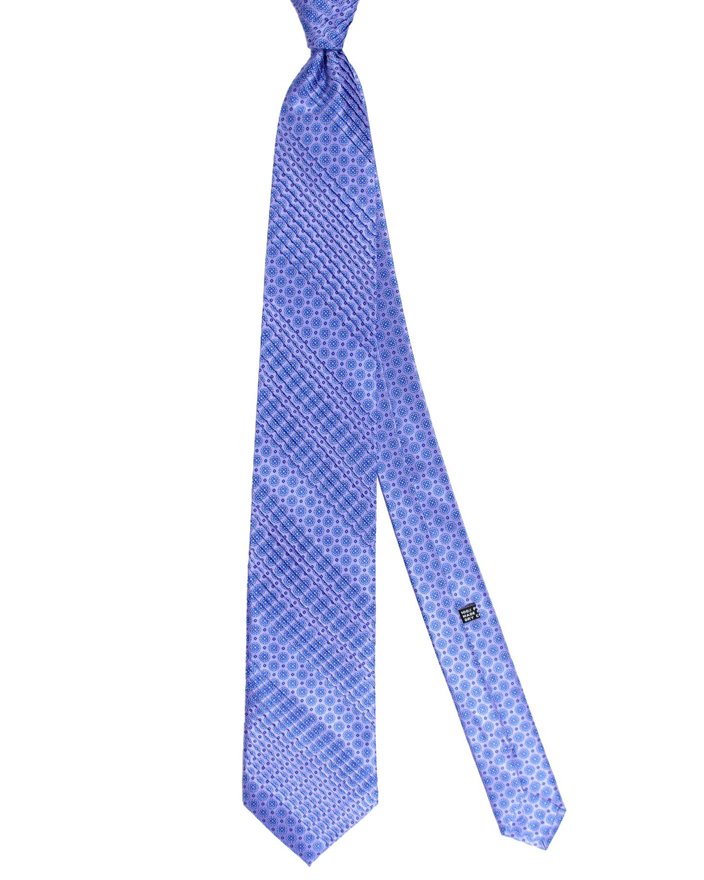 Stefano Ricci Tie Lilac Blue Medallions - Pleated Silk