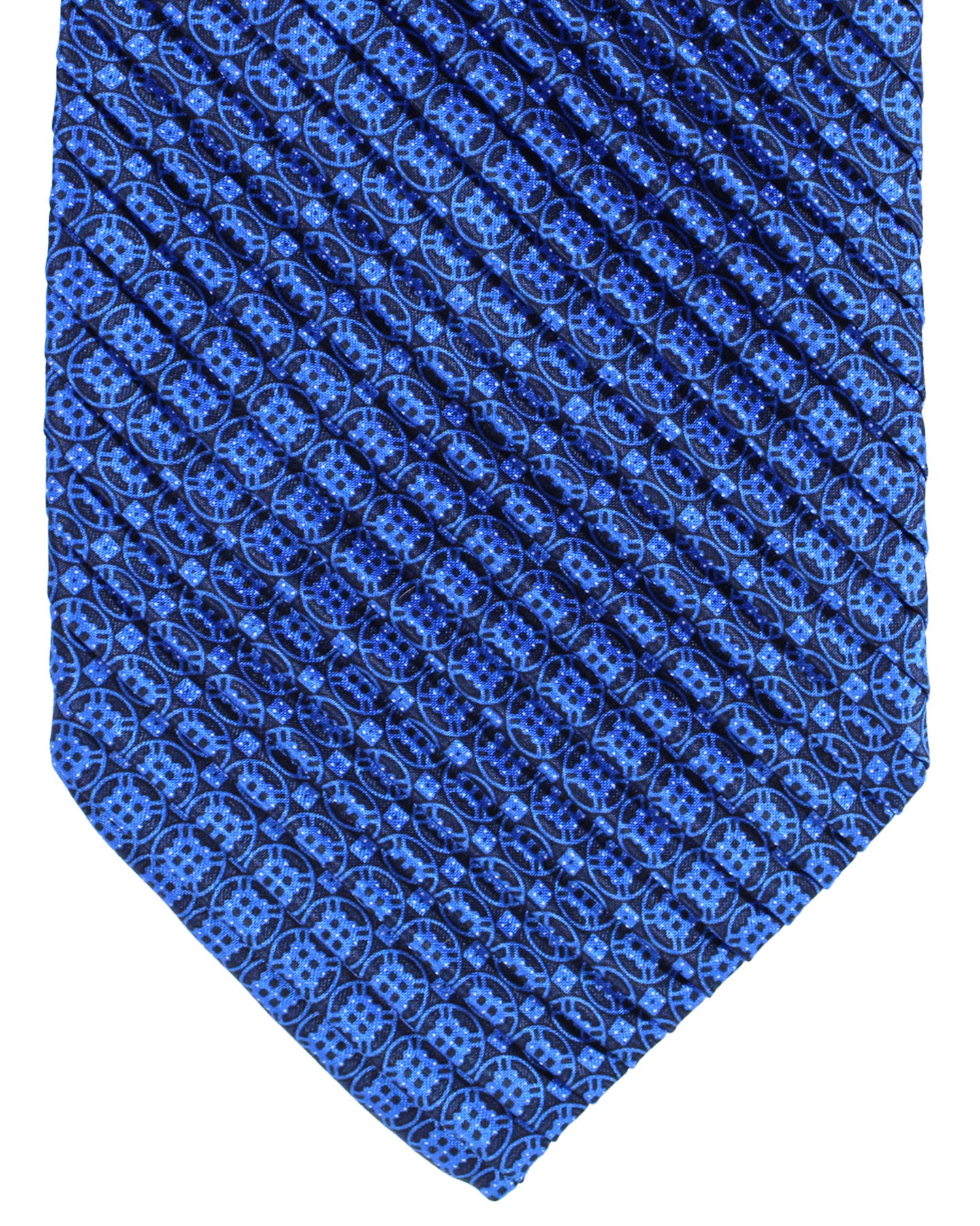 Stefano Ricci Tie Royal Blue Geometric - Pleated Silk