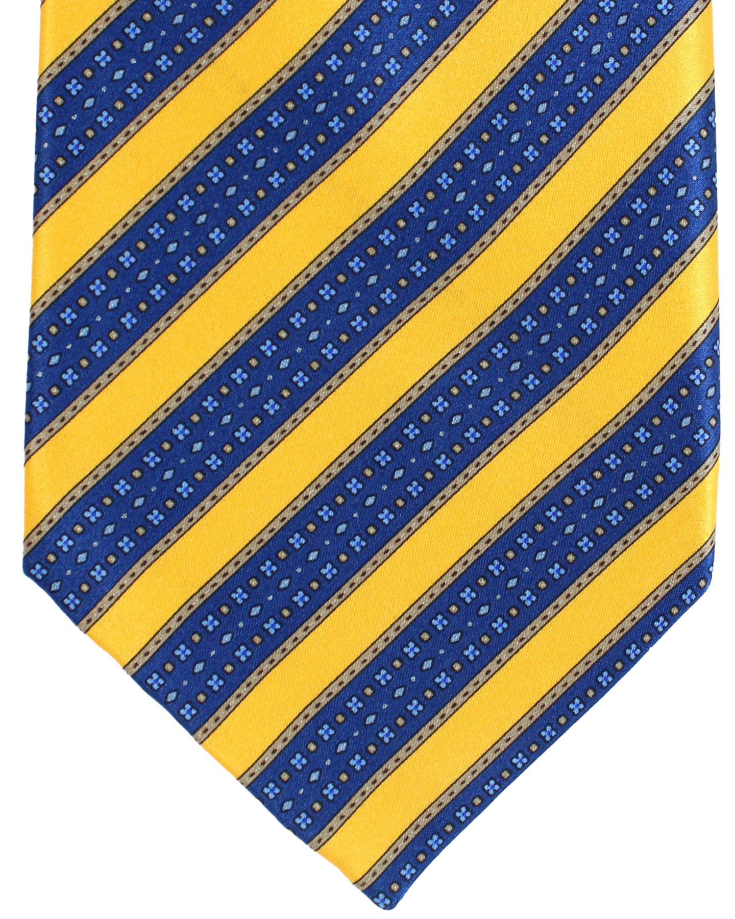 Stefano Ricci Silk Tie Navy Blue Orange Stripes