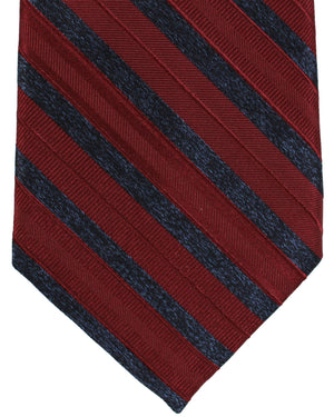 Stefano Ricci Silk Tie Maroon Dark Blue Stripes