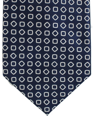 Stefano Ricci Silk Tie Dark Blue Silver Geometric
