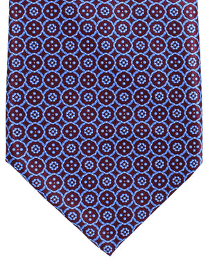 Stefano Ricci Silk Tie Maroon Blue Medallions