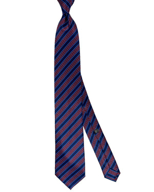 Stefano Ricci Tie Maroon Dark Blue Stripes