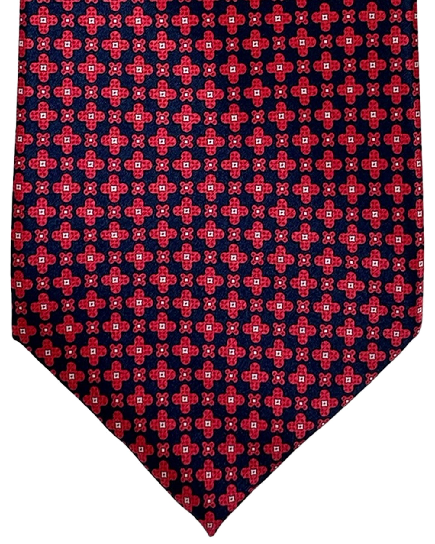 Stefano Ricci Tie Dark Blue Red Mini Geometric Design