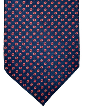 Stefano Ricci Silk Tie Midnight Blue Red Mini Flowers - Geometries