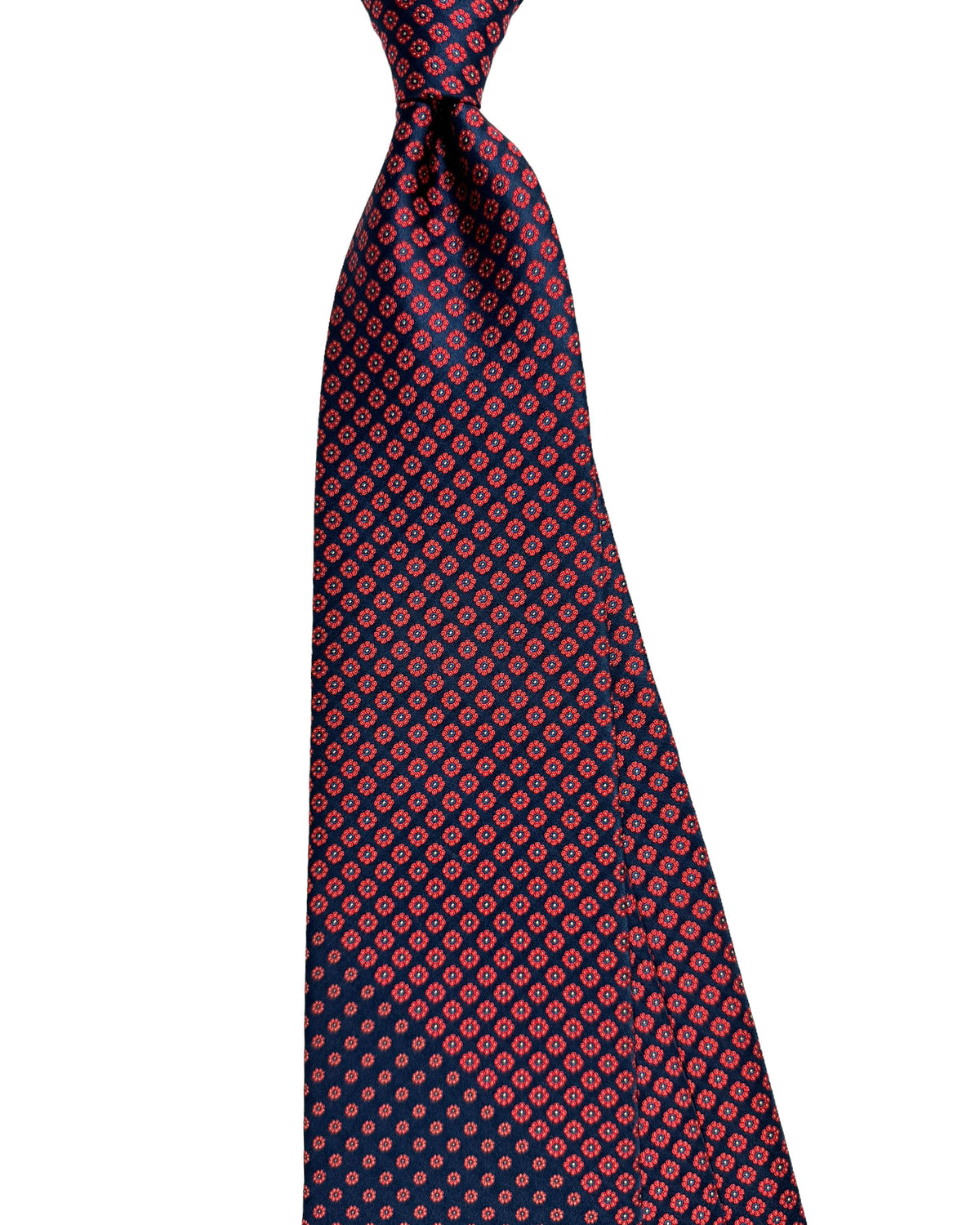 Stefano Ricci Silk Tie Midnight Blue Red Mini Flowers - Geometries