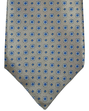 Stefano Ricci Silk Tie Taupe Blue Mini Geometric