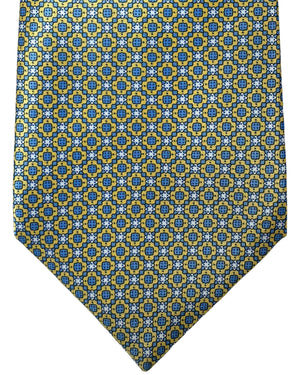 Stefano Ricci Tie Yellow Metallic Blue Geometric Design