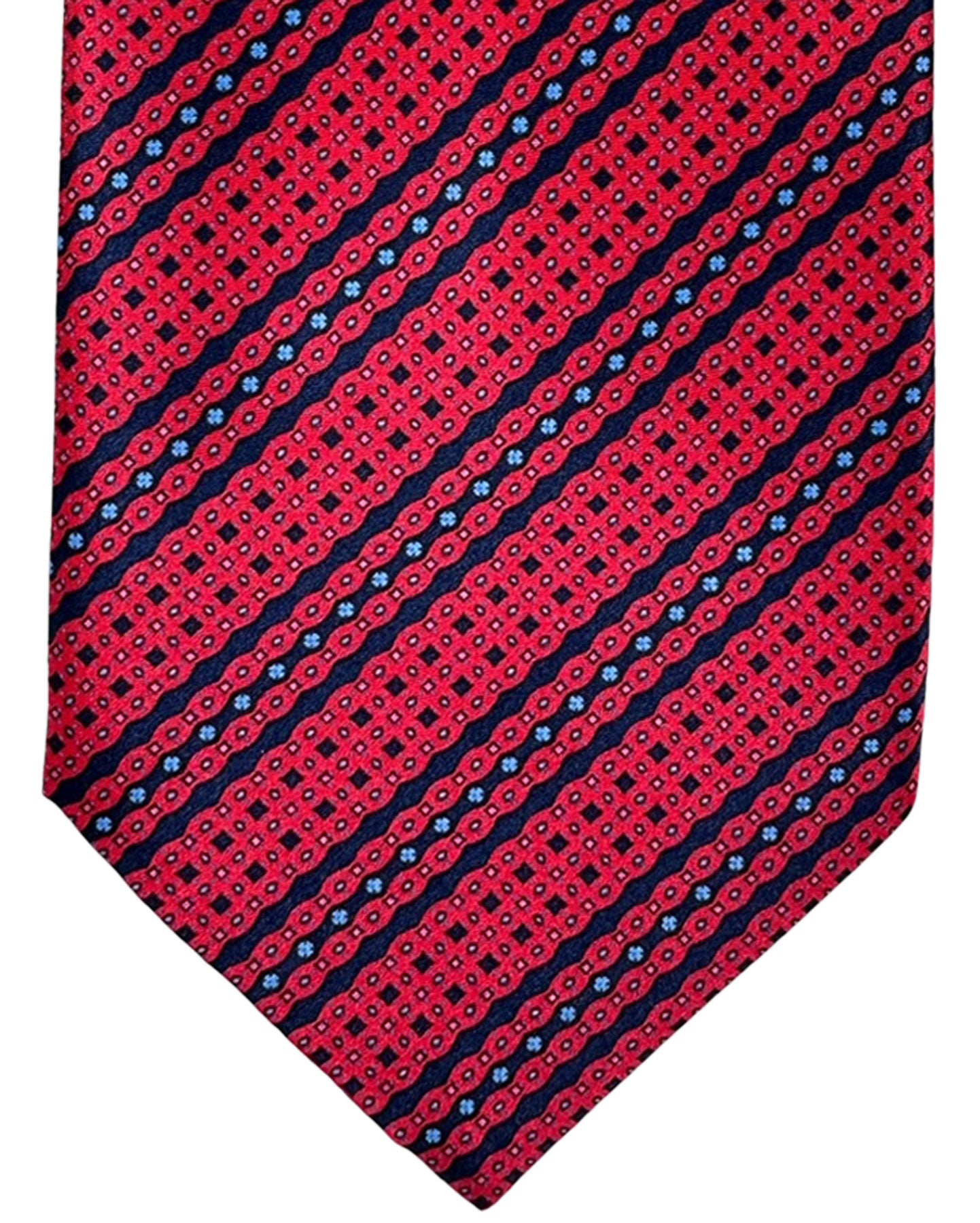 Stefano Ricci Silk Tie Red Black Blue Stripes