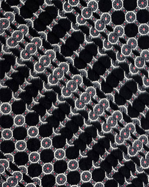 Stefano Ricci Pleated Silk Tie Black Grey Octagon Micro Pattern