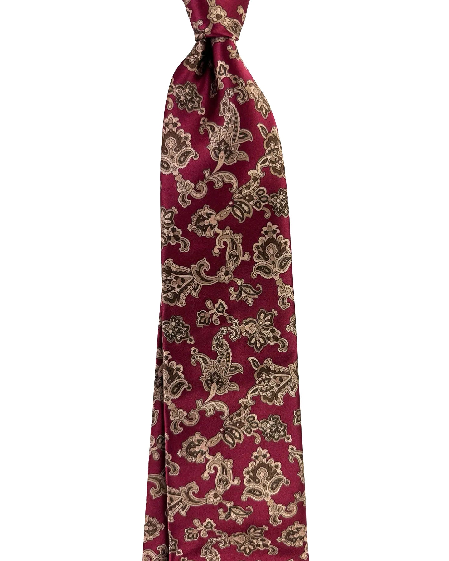 Stefano Ricci Silk Tie Maroon Gold Paisley Floral Pattern