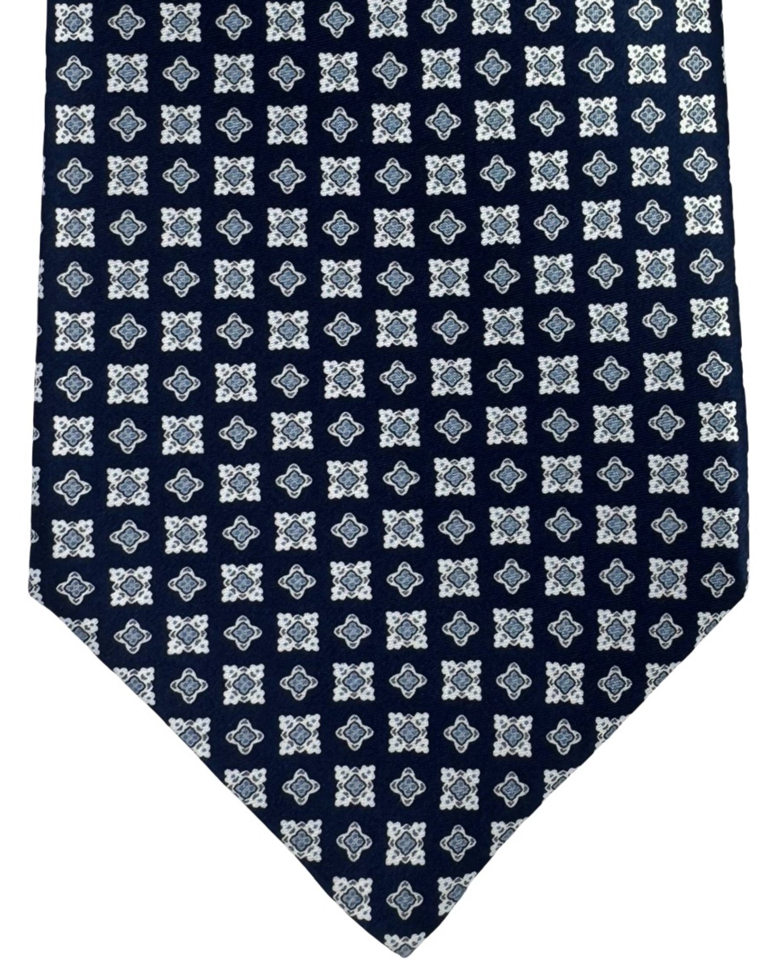 Stefano Ricci Tie Midnight Blue Grey Silver Geometric