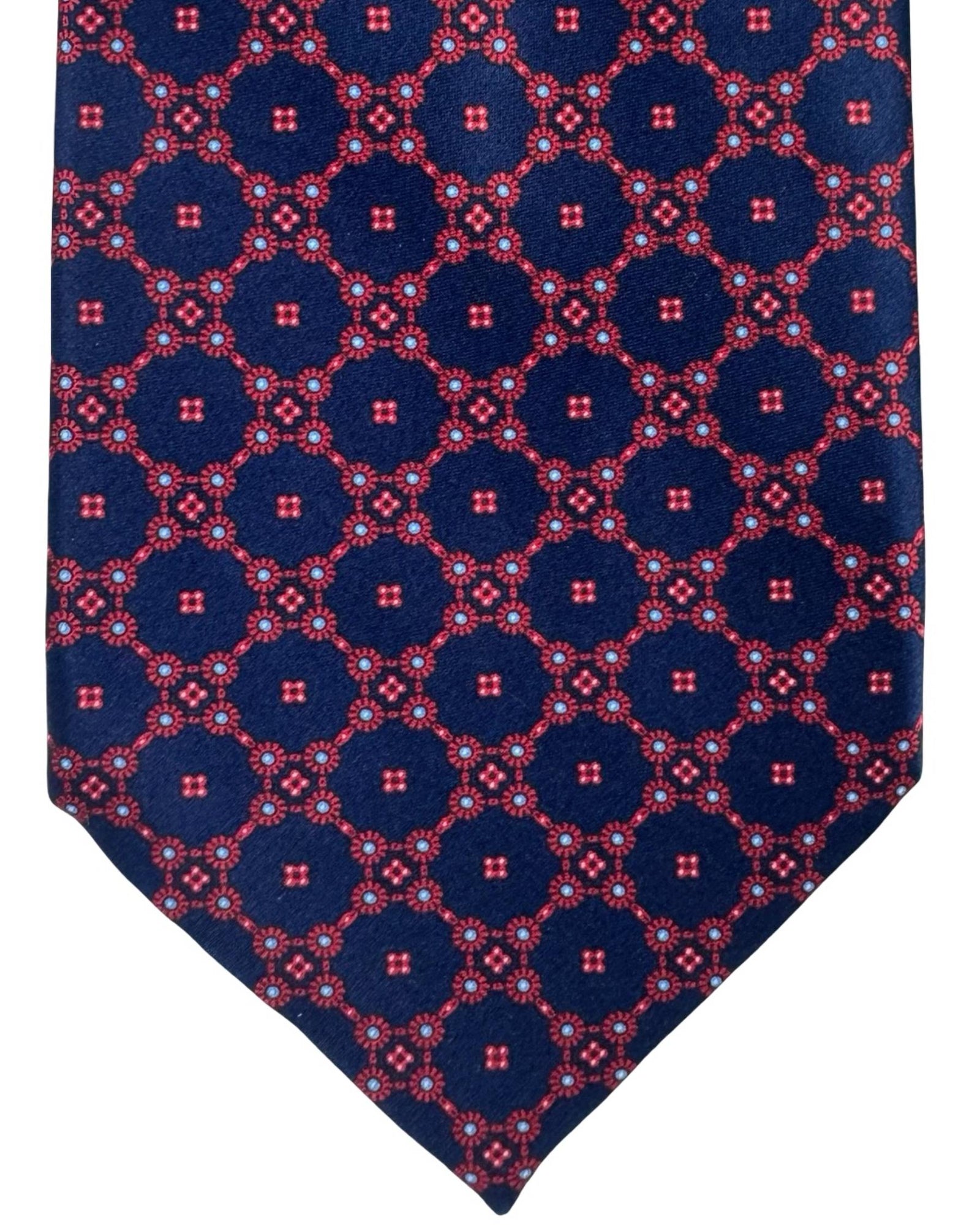 Stefano Ricci Tie Navy Bordeaux Floral Diamond Pattern