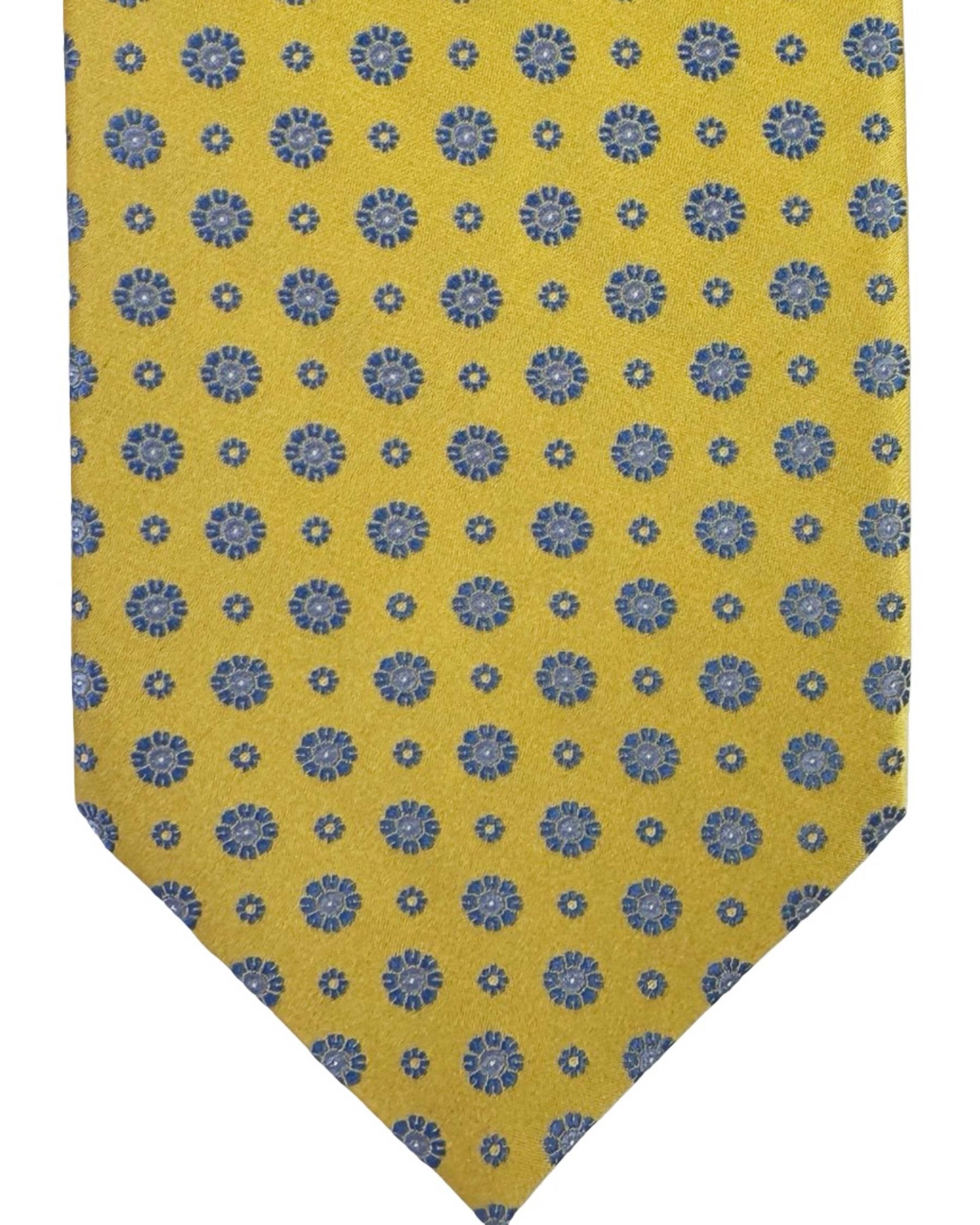 Stefano Ricci Tie Yellow Blue Floral Medallions