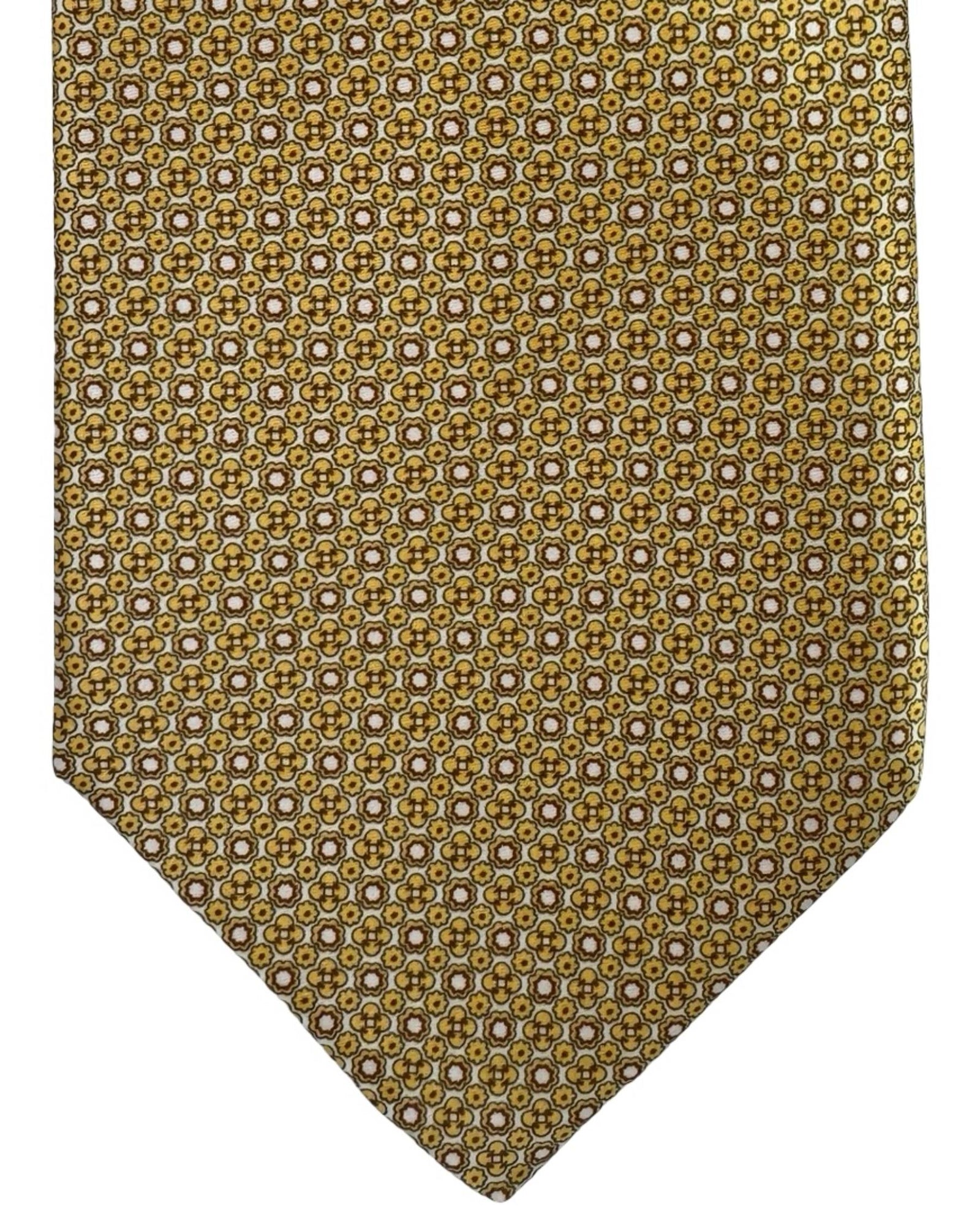 Stefano Ricci Tie Orange Brown Tan Mini Floral Pattern