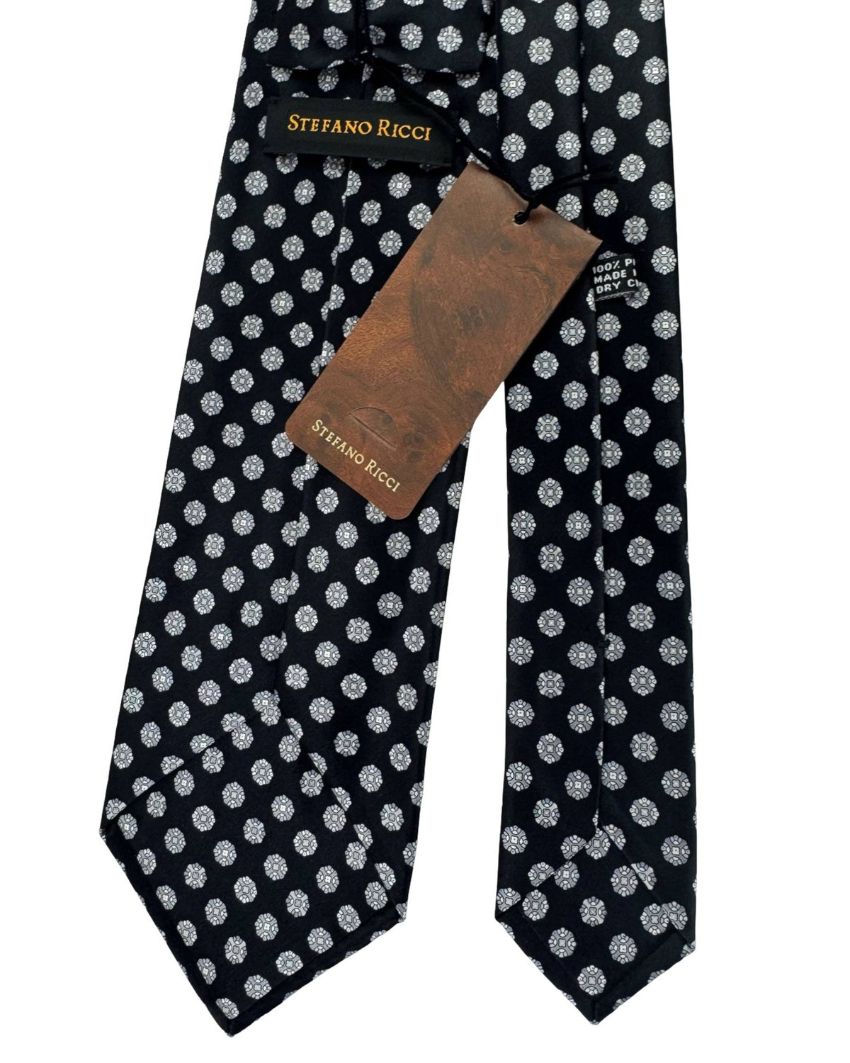 Stefano Ricci Tie Black Grey Geometric