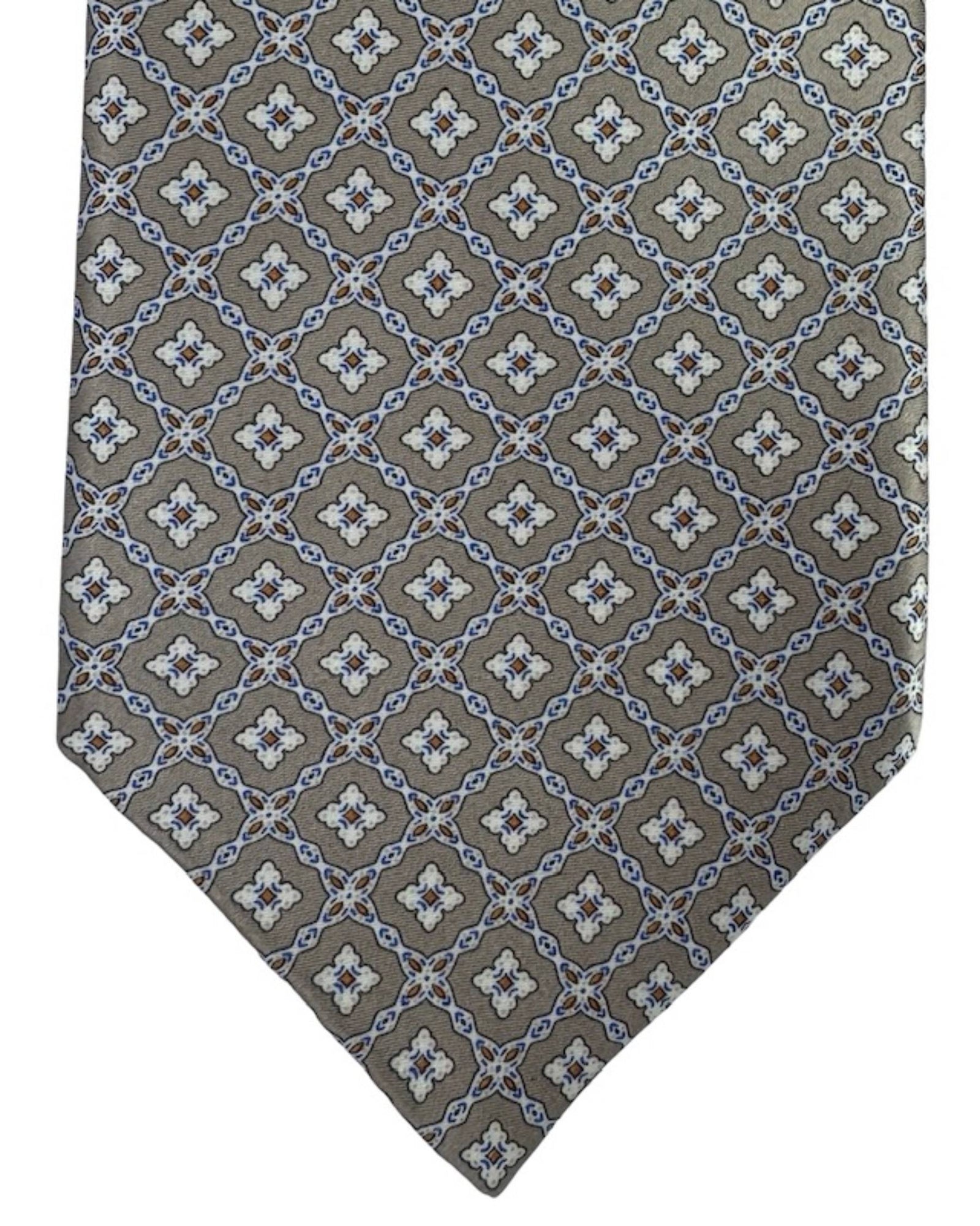 Stefano Ricci Tie Taupe Tan Light Blue Geometric Design