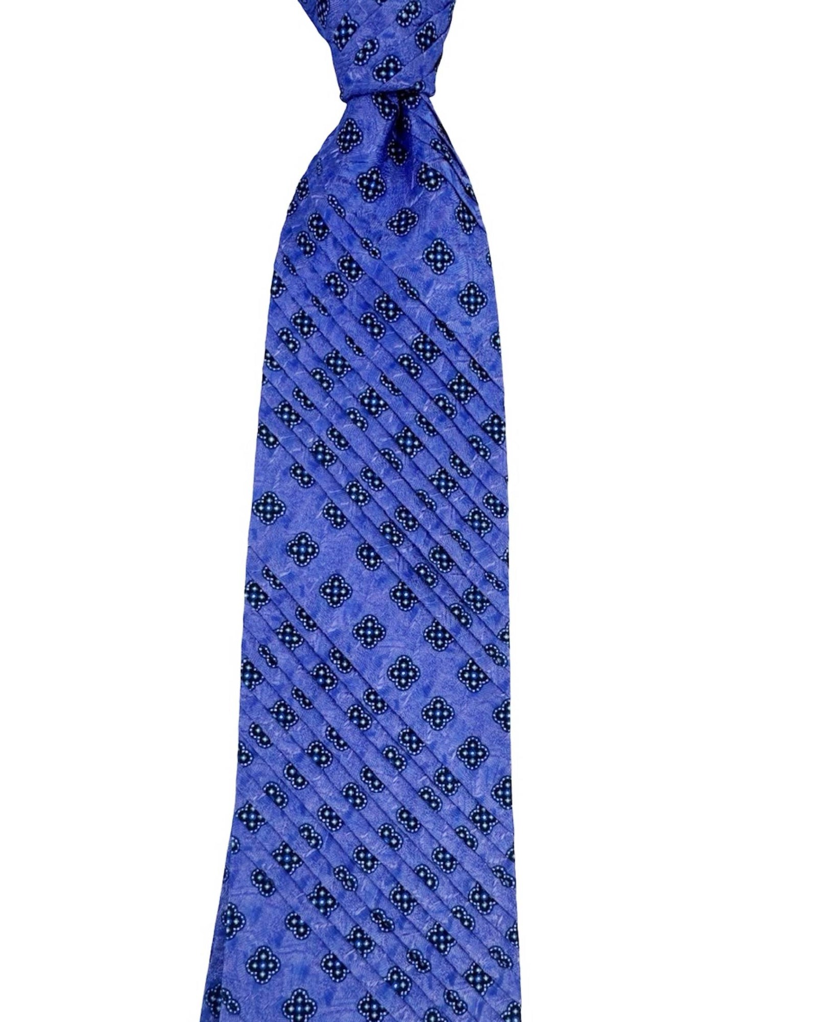 Stefano Ricci Pleated Silk Tie Lilac Dark Blue Micro Medallions