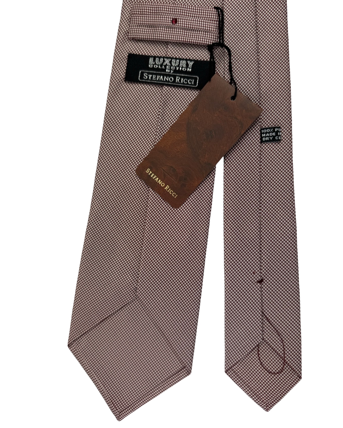 Stefano Ricci Tie Maroon Silver Micro Houndstooth - Luxury Collection