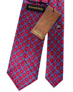 Stefano Ricci Tie Red Blue Floral Lattice